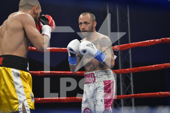 2023-02-24 - Mirko Di Carlantonio (ITA) during the boxing match valid for the European IBF Latino Middleweight Title on Febraury 24, 2023 at PalaTorrino in Rome, Italy - IBF LATIN MIDDLEWEIGHT TITLE - MIRKO DI CARLANTONIO VS KHALIL EL HARRAZ - BOXING - CONTACT
