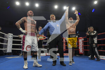 2023-02-24 - Mirko Di Carlantonio (ITA) and Khalil El Harraz (ITA) at the end of the boxing match valid for the European IBF Latino Middleweight Title on Febraury 24, 2023 at PalaTorrino in Rome, Italy. - IBF LATIN MIDDLEWEIGHT TITLE - MIRKO DI CARLANTONIO VS KHALIL EL HARRAZ - BOXING - CONTACT