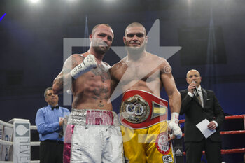 2023-02-24 - Mirko Di Carlantonio (ITA) and Khalil El Harraz (ITA) after the boxing match valid for the European IBF Latino Middleweight Title on Febraury 24, 2023 at PalaTorrino in Rome, Italy. - IBF LATIN MIDDLEWEIGHT TITLE - MIRKO DI CARLANTONIO VS KHALIL EL HARRAZ - BOXING - CONTACT