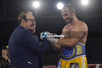 2023-10-20 - Adriano Sperandio (ITA) with the championship belt after the boxing match with Dragan Lepei (ITA) valid for Italian Light- heavyweight Championship on October 20, 2023 at PalaSport in Guidonia Rome, Italy - ITALIAN LIGHT HEAVYWEIGHT TITLE - SPERANDIO VS LEPEI - BOXING - CONTACT