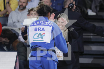 2023-02-05 - Ellen Froner (BRA) celebration with her trainer after won the Bronze medal against Elisabet (GRE) during the International Judo Paris Grand Slam 2023 (IJF) on February 5, 2023 at Accor Arena in Paris, France - JUDO - PARIS GRAND SLAM 2023 - JUDO - CONTACT