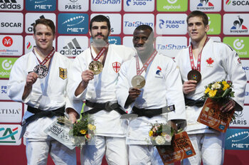 05/02/2023 - Timo Cavelius of Germany Silver medal, Tato Grigalashvili of Georgia Gold medal, Alpha Oumar Djalo of France and Francois Gauthier-Drapeau of Canada Bronze medal, Men's -81Kg during the Judo Paris Grand Slam 2023 on February 5, 2023 at Accor Arena in Paris, France - JUDO - PARIS GRAND SLAM 2023 - JUDO - CONTATTO
