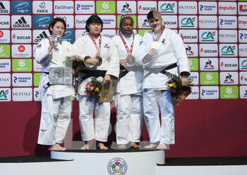 2023-02-05 - Maya Akiba of Japan Silver medal, Ha-yun Kim of Korea Gold medal, Romane Dicko of France and Julia Tolofua of France Bronze medal, Women's +78Kg during the Judo Paris Grand Slam 2023 on February 5, 2023 at Accor Arena in Paris, France - JUDO - PARIS GRAND SLAM 2023 - JUDO - CONTACT