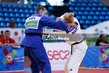 2023-06-10 - Nadiah Krachten (NED) and Viktoria Folger (GER), Women -63 kg during the Madrid European Open 2023, European Judo Union event on June 10, 2023 at Polideportivo Municipal de Gallur in Madrid, Spain - JUDO - MADRID EUROPEAN OPEN 2023 - JUDO - CONTACT