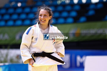 2023-06-10 - Marine Gilly (FRA) celebrates the gold medal, Women -48 kg during the Madrid European Open 2023, European Judo Union event on June 10, 2023 at Polideportivo Municipal de Gallur in Madrid, Spain - JUDO - MADRID EUROPEAN OPEN 2023 - JUDO - CONTACT
