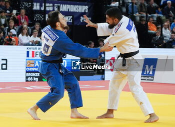 2023-11-03 - Walide Khyar of France and Murad Chopanov of Individual Neutral Athletes, Men's -66KG during the European Judo Championships Individuals 2023 on November 3, 2023 at Sud de France Arena in Montpellier, France - JUDO - EUROPEAN CHAMPIONSHIPS 2023 - JUDO - CONTACT