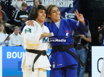 2023-11-03 - Catarina Costa of Portugal Silver medal, Shirine Boukli of France Gold medal, Final Women's -48 KG during the European Judo Championships Individuals 2023 on November 3, 2023 at Sud de France Arena in Montpellier, France - JUDO - EUROPEAN CHAMPIONSHIPS 2023 - JUDO - CONTACT