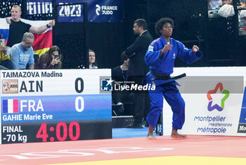 2023-11-04 - Marie-Eve Gahié of France and Madina Taimazova of Individual Neutral Athletes, Final Women's -70 KG during the European Judo Championships Individuals 2023 on November 4, 2023 at Sud de France Arena in Montpellier, France - JUDO - EUROPEAN CHAMPIONSHIPS 2023 - JUDO - CONTACT