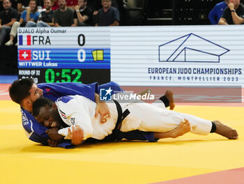2023-11-04 - Alpha Oumar Djalo of France and Lukas Wittwer of Switzerland, Men's -81 KG during the European Judo Championships Individuals 2023 on November 4, 2023 at Sud de France Arena in Montpellier, France - JUDO - EUROPEAN CHAMPIONSHIPS 2023 - JUDO - CONTACT