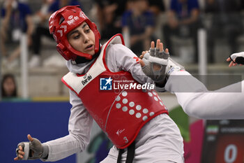 2023-06-09 - Yu-jin KIM (KOR) vs Nahid KIYANICHANDEH (IRI) during Semi Finals round Women -57kg of World Taekwondo Grand Prix at Foro Italico, Nicola Pietrangeli Stadium, 9th June 2023, Rome, Italy. - WORLD TAEKWONDO GRAND PRIX DAY1 - TAEKWONDO - CONTACT