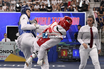 2023-06-09 - Yu-jin KIM (KOR) vs Nahid KIYANICHANDEH (IRI) during Semi Finals round Women -57kg of World Taekwondo Grand Prix at Foro Italico, Nicola Pietrangeli Stadium, 9th June 2023, Rome, Italy. - WORLD TAEKWONDO GRAND PRIX DAY1 - TAEKWONDO - CONTACT