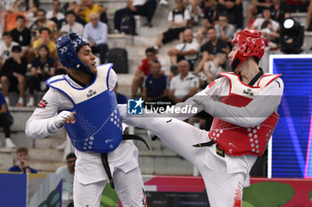 2023-06-09 - Caden CUNNINGHAM (GBR) vs Zhaoxiang SONG (CHN) during Semi Finals round Men +80kg of World Taekwondo Grand Prix at Foro Italico, Nicola Pietrangeli Stadium, 9th June 2023, Rome, Italy. - WORLD TAEKWONDO GRAND PRIX DAY1 - TAEKWONDO - CONTACT