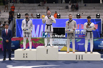 2023-06-11 - Mehran BARKHORDARI (IRI), Saleh ELSHARABATY (IRI), Richard andre ORDEMANN (NOR) and Geon-woo SEO (KOR) during Finals round Men -80kg of World Taekwondo Grand Prix at Foro Italico, Nicola Pietrangeli Stadium, 11th June 2023, Rome, Italy. - WORLD TAEKWONDO GRAND PRIX ROME (DAY3) - TAEKWONDO - CONTACT