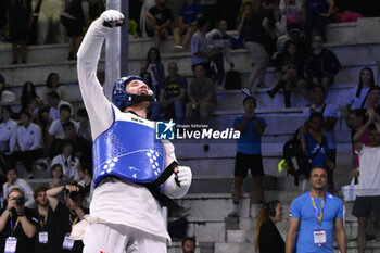 2023-06-11 - Saleh ELSHARABATY (JOR) vs Mehran BARKHORDARI (IRI) during Finals round Men -80kg of World Taekwondo Grand Prix at Foro Italico, Nicola Pietrangeli Stadium, 11th June 2023, Rome, Italy. - WORLD TAEKWONDO GRAND PRIX ROME (DAY3) - TAEKWONDO - CONTACT