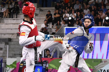 2023-06-11 - Panipak WONGPATTANAKIT (THA) vs Adriana CEREZO IGLESIAS (ESP) during Finals round Women -49kg of World Taekwondo Grand Prix at Foro Italico, Nicola Pietrangeli Stadium, 11th June 2023, Rome, Italy. - WORLD TAEKWONDO GRAND PRIX ROME (DAY3) - TAEKWONDO - CONTACT