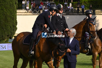 2023-05-26 - Italy Team during the 90° CSIO ROMA 2023, CSIO5* Nations Cup - 1.60m - 220.000 € - LR - GP Q - 2nd Round - NATIONS CUP INTESA SANPAOLO, on May 26, 2023 at Piazza di Siena in Rome, Italy. - CSIO ROMA PIAZZA DI SIENA - INTERNATIONALS - EQUESTRIAN