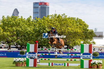 2023-08-30 - Samuel HUTTON of Great Britain riding Oak Grove's Laith during the FEI European Jumping Championship 2023, Equestrian event on August 30, 2023 at hippodrome Snai San Siro in Milan, Italy
 OAK GROVE’S LAITH - 2023 JUMPING EUROPEAN CHAMPIONSHIP - INTERNATIONALS - EQUESTRIAN