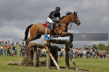 2023-08-12 - KARIM FLORENT LAGHOUAG (FRA) TRITON FONTAINE competes during the cross-country event and took the 15 th rank at this event, at the FEI Eventing European Championship 2023, Equestrian CH-EU-CCI4-L event on August 12, 2023 at Haras du Pin in Le Pin-au-Haras, France - EQUESTRIAN - FEI EVENTING EUROPEAN CHAMPIONSHIP 2023 - INTERNATIONALS - EQUESTRIAN