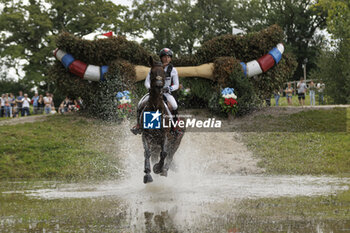2023-08-12 - Nadja MINDER (SUI) TOBLERONE during the cross-country event and took the 27 th rank at this event, at the FEI Eventing European Championship 2023, Equestrian CH-EU-CCI4-L event on August 12, 2023 at Haras du Pin in Le Pin-au-Haras, France - EQUESTRIAN - FEI EVENTING EUROPEAN CHAMPIONSHIP 2023 - INTERNATIONALS - EQUESTRIAN