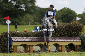 2023-08-12 - Andrew HEFFERNAN (NED) GIDEON during the cross-country event and took the 33 th rank at this event, at the FEI Eventing European Championship 2023, Equestrian CH-EU-CCI4-L event on August 12, 2023 at Haras du Pin in Le Pin-au-Haras, France - EQUESTRIAN - FEI EVENTING EUROPEAN CHAMPIONSHIP 2023 - INTERNATIONALS - EQUESTRIAN