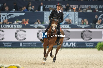 2023-11-12 - Giacomo Casadei (ITA) riding Chagracon PS in action during the CSI5* - W Longines FEI World Cup Competition presented by Scuderia 1918 - Verona Jumping at 125th edition of Fieracavalli on November 12, 2023, Verona, Italy. - CSI5* - W LONGINES FEI WORLD CUP COMPETITION - VERONA JUMPING - INTERNATIONALS - EQUESTRIAN