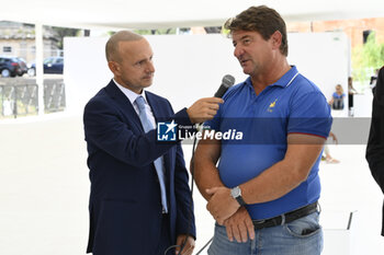 2023-09-13 - Gianluca Meola and Marco Porro during the Press Conference to present the Longines Global Champions Tour, 13 September 2023, Circo Massimo, Rome, Italy - LONGINES GLOBAL CHAMPIONS TOUR PRESS CONFERENCE - INTERNATIONALS - EQUESTRIAN