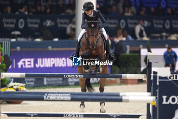 2023-11-11 - Jennifer Hochstadter (LIE) riding Golden Lady in action during the CSI5* - International Competition N°5 presented by Crivelli - Verona Jumping at 125th Fieracavalli on November 11, 2023, Verona, Italy. - CSI5* - INTERNATIONAL COMPETITION N°5 - VERONA JUMPING - INTERNATIONALS - EQUESTRIAN