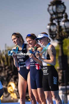 2023-08-17 - 01 Beth Potter (GBR) 02 Cassandre Beaugrand (FRA) 16 Laura Lindemann (GER) podium, during the 2023 World Triathlon Olympic & Paralympic Games Test Event, on August from 17 to 20, 2023 in Paris, France - OLYMPIC GAMES PARIS 2024 - 2023 WORLD TRIATHLON OLYMPIC & PARALYMPIC GAMES TEST EVENT - OLYMPIC GAMES PARIS 2024 - OLYMPIC GAMES