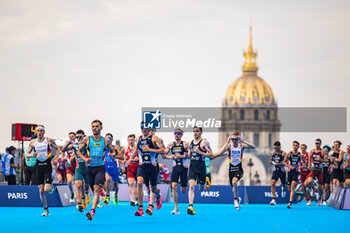 2023-08-18 - Geens Jelle (BEL) 03 Léo Bergere (FRA) 07 Dorian Coninx (FRA) during the 2023 World Triathlon Olympic & Paralympic Games Test Event, on August from 17 to 20, 2023 in Paris, France - OLYMPIC GAMES PARIS 2024 - 2023 WORLD TRIATHLON OLYMPIC & PARALYMPIC GAMES TEST EVENT - OLYMPIC GAMES PARIS 2024 - OLYMPIC GAMES