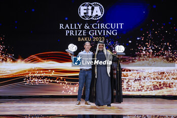 2023-12-09 - AL-ATTIYAH Nasser, FIA Middle-East Rally Championship for Drivers, portrait with BAUMEL Mathieu, FIA Middle-East Rally Championship for Co-Drivers during the 2023 FIA Rally & Circuit Prize Giving Ceremony in Baky on December 9, 2023 at Baku Convention Center in Baku, Azerbaijan - FIA RALLY CIRCUIT PRIZE GIVING 2023 - BAKU - OTHER - MOTORS