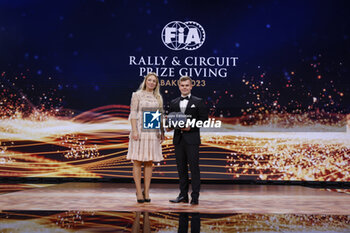 2023-12-09 - NORDKVIST Anna, Vice President for Sport Europe, portrait with JURGENSON Romet, FIA European Rally Trophy for Junior - Drivers during the 2023 FIA Rally & Circuit Prize Giving Ceremony in Baky on December 9, 2023 at Baku Convention Center in Baku, Azerbaijan - FIA RALLY CIRCUIT PRIZE GIVING 2023 - BAKU - OTHER - MOTORS