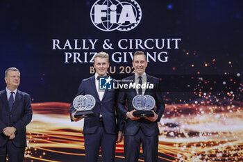 2023-12-09 - THULE Peter, portrait with KORHONEN Roope, FIA WRC3 Championship for Drivers and VIINIKKA Anssi, FIA WRC3 Championship for Co-Drivers during the 2023 FIA Rally & Circuit Prize Giving Ceremony in Baky on December 9, 2023 at Baku Convention Center in Baku, Azerbaijan - FIA RALLY CIRCUIT PRIZE GIVING 2023 - BAKU - OTHER - MOTORS