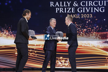 2023-12-09 - THULE Peter, portrait with MIKKELSEN Andreas, FIA WRC2 Championship for Drivers and ERIKSEN Torstein, FIA WRC2 Championship for Co-Drivers during the 2023 FIA Rally & Circuit Prize Giving Ceremony in Baky on December 9, 2023 at Baku Convention Center in Baku, Azerbaijan - FIA RALLY CIRCUIT PRIZE GIVING 2023 - BAKU - OTHER - MOTORS