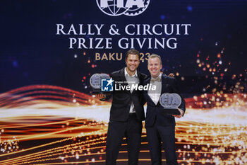 2023-12-09 - MIKKELSEN Andreas, FIA WRC2 Championship for Drivers, portrait with ERIKSEN Torstein, FIA WRC2 Championship for Co-Drivers during the 2023 FIA Rally & Circuit Prize Giving Ceremony in Baky on December 9, 2023 at Baku Convention Center in Baku, Azerbaijan - FIA RALLY CIRCUIT PRIZE GIVING 2023 - BAKU - OTHER - MOTORS