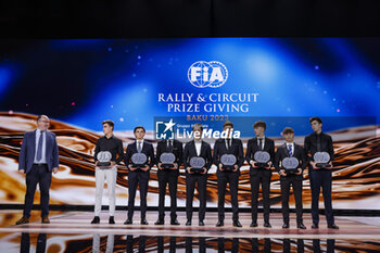 2023-12-09 - REID Robert, FIA Deputy President for Sport, portrait with SHARP Louis, Formula 4 Championship Certified by FIA - F4 UK, ISCHER Ethan, Formula 4 Championship Certified by FIA - F4 CEZ, GILTAIRE Evan, Formula 4 Championship Certified by FIA - F4 France, BEETON Jack, Formula 4 Championship Certified by FIA - F4 SEA and SZTUKA Kacper, Formula 4 Championship Certified by FIA - F4 Italy during the 2023 FIA Rally & Circuit Prize Giving Ceremony in Baky on December 9, 2023 at Baku Convention Center in Baku, Azerbaijan - FIA RALLY CIRCUIT PRIZE GIVING 2023 - BAKU - OTHER - MOTORS
