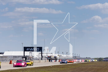 2023-03-17 - 85 BOVY Sarah (bel), GATTING Michelle (dnk), FREY Rahel (swi), Iron Dames, Porsche 911 RSR - 19, action , start of the race, depart during the 1000 Miles of Sebring 2023, 1st round of the 2023 FIA World Endurance Championship, from March 15 to 17, 2023 on the Sebring International Raceway in Sebring, Florida, USA - AUTO - FIA WEC - 1000 MILES OF SEBRING 2023 - ENDURANCE - MOTORS