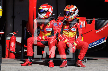 2023-04-13 - 50 FUOCO Antonio (ita), MOLINA Miguel (spa), NIELSEN Nicklas (dnk), Ferrari AF Corse, Ferrari 499P, ambiance pitlane during the 6 Hours of Portimao 2023, 2nd round of the 2023 FIA World Endurance Championship, from April 14 to 16, 2023 on the Algarve International Circuit in Portimao, Portugal - AUTO - FIA WEC - 6 HOURS OF PORTIMAO 2023 - ENDURANCE - MOTORS