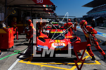 2023-04-15 - 50 FUOCO Antonio (ita), MOLINA Miguel (spa), NIELSEN Nicklas (dnk), Ferrari AF Corse, Ferrari 499P, pitlane during the 6 Hours of Portimao 2023, 2nd round of the 2023 FIA World Endurance Championship, from April 14 to 16, 2023 on the Algarve International Circuit in Portimao, Portugal - AUTO - FIA WEC - 6 HOURS OF PORTIMAO 2023 - ENDURANCE - MOTORS