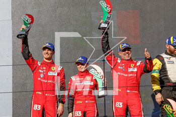 2023-04-16 - 83 PEREZ COMPANC Luis (arg), WADOUX Lilou (fra), ROVERA Alessio (ita), Richard Mille AF Corse, Ferrari 488 GTE Evo, podium, during the 6 Hours of Portimao 2023, 2nd round of the 2023 FIA World Endurance Championship, from April 14 to 16, 2023 on the Algarve International Circuit in Portimao, Portugal - AUTO - FIA WEC - 6 HOURS OF PORTIMAO 2023 - ENDURANCE - MOTORS