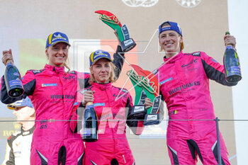 2023-04-16 - 85 BOVY Sarah (bel), GATTING Michelle (dnk), FREY Rahel (swi), Iron Dames, Porsche 911 RSR - 19, podium, during the 6 Hours of Portimao 2023, 2nd round of the 2023 FIA World Endurance Championship, from April 14 to 16, 2023 on the Algarve International Circuit in Portimao, Portugal - AUTO - FIA WEC - 6 HOURS OF PORTIMAO 2023 - ENDURANCE - MOTORS