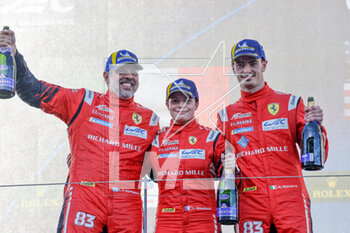 2023-04-16 - 83 PEREZ COMPANC Luis (arg), WADOUX Lilou (fra), ROVERA Alessio (ita), Richard Mille AF Corse, Ferrari 488 GTE Evo, podium, during the 6 Hours of Portimao 2023, 2nd round of the 2023 FIA World Endurance Championship, from April 14 to 16, 2023 on the Algarve International Circuit in Portimao, Portugal - AUTO - FIA WEC - 6 HOURS OF PORTIMAO 2023 - ENDURANCE - MOTORS