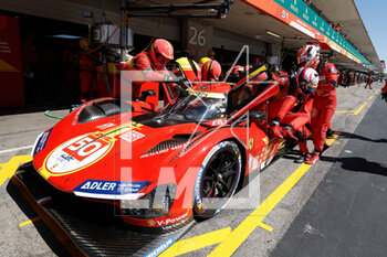 2023-04-16 - 50 FUOCO Antonio (ita), MOLINA Miguel (spa), NIELSEN Nicklas (dnk), Ferrari AF Corse, Ferrari 499P, action, pitlane during the 6 Hours of Portimao 2023, 2nd round of the 2023 FIA World Endurance Championship, from April 14 to 16, 2023 on the Algarve International Circuit in Portimao, Portugal - AUTO - FIA WEC - 6 HOURS OF PORTIMAO 2023 - ENDURANCE - MOTORS