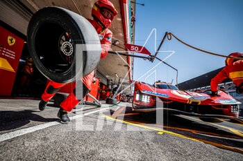 2023-04-16 - 50 FUOCO Antonio (ita), MOLINA Miguel (spa), NIELSEN Nicklas (dnk), Ferrari AF Corse, Ferrari 499P, action, pitlane during the 6 Hours of Portimao 2023, 2nd round of the 2023 FIA World Endurance Championship, from April 14 to 16, 2023 on the Algarve International Circuit in Portimao, Portugal - AUTO - FIA WEC - 6 HOURS OF PORTIMAO 2023 - ENDURANCE - MOTORS