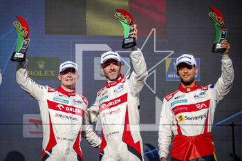 2023-04-16 - 41 ANDRADE Rui (prt), KUBICA Robert (pol), DELETRAZ Louis (Swiss), Team WRT, Oreca 07 - Gibson, portrait podium during the 6 Hours of Portimao 2023, 2nd round of the 2023 FIA World Endurance Championship, from April 14 to 16, 2023 on the Algarve International Circuit in Portimao, Portugal - AUTO - FIA WEC - 6 HOURS OF PORTIMAO 2023 - ENDURANCE - MOTORS