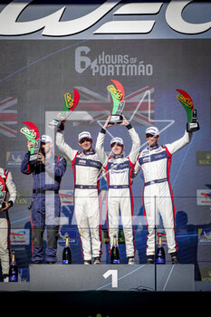 2023-04-16 - 23 PIERSON Joshua (usa), VAN DER GARDE Giedo (nld), JARVIS Oliver (gbr), United Autosports, Oreca 07 - Gibson, portrait podium during the 6 Hours of Portimao 2023, 2nd round of the 2023 FIA World Endurance Championship, from April 14 to 16, 2023 on the Algarve International Circuit in Portimao, Portugal - AUTO - FIA WEC - 6 HOURS OF PORTIMAO 2023 - ENDURANCE - MOTORS