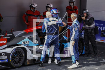 2023-04-23 - 31 WOLFF Jacques (fra), DOQUIN Antoine (fra), MICHAL Fabien (fra), Racing Spirit of Lemans, Ligier JS P320 - Nissan, portrait celebration victory during the 4 Hours of Barcelona 2023, 1st round of the 2023 European Le Mans Series on the Circuit de Barcelona-Catalunya from April 21 to 23, 2023 in Montmelo, Spain - AUTO - ELMS - 4 HOURS OF BARCELONA 2023 - ENDURANCE - MOTORS