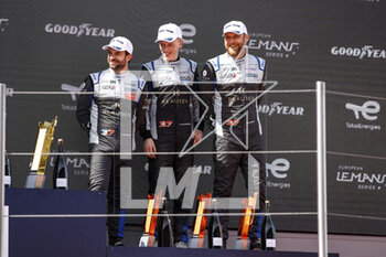2023-04-23 - 37 COIGNY Alexandre (che), JAKOBSEN Malthe (dnk), LAPIERRE Nicolas (fra), Cool Racing, Oreca Gibson 07 - Gibson, portrait podium during the 4 Hours of Barcelona 2023, 1st round of the 2023 European Le Mans Series on the Circuit de Barcelona-Catalunya from April 21 to 23, 2023 in Montmelo, Spain - AUTO - ELMS - 4 HOURS OF BARCELONA 2023 - ENDURANCE - MOTORS