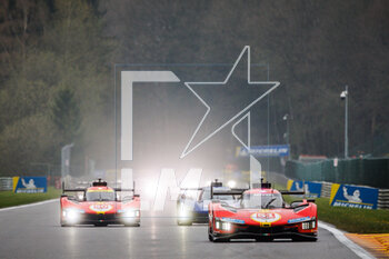 2023-04-29 - 50 FUOCO Antonio (ita), MOLINA Miguel (spa), NIELSEN Nicklas (dnk), Ferrari AF Corse, Ferrari 499P, action, 51 PIER GUIDI Alessandro (ita), CALADO James (gbr), GIOVINAZZI Antonio (ita), Ferrari AF Corse, Ferrari 499P, action, 02 BAMBER Earl (nzl), LYNN Alex (gbr), WESTBROOK Richard (gbr), Cadillac Racing, Cadillac V-Series.R, action, start of the race, depart, during the 6 Hours of Spa-Francorchamps 2023, 3rd round of the 2023 FIA World Endurance Championship, from April 27 to 29, 2023 on the Circuit de Spa-Francorchamps, in Stavelot, Belgium - AUTO - FIA WEC - 6 HOURS OF SPA-FRANCORCHAMPS 2023 - ENDURANCE - MOTORS