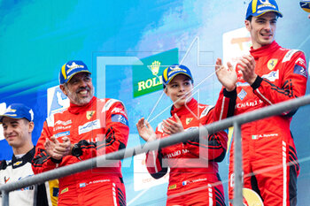 2023-04-29 - 83 PEREZ COMPANC Luis (arg), WADOUX Lilou (fra), ROVERA Alessio (ita), Richard Mille AF Corse, Ferrari 488 GTE Evo, podium during the 6 Hours of Spa-Francorchamps 2023, 3rd round of the 2023 FIA World Endurance Championship, from April 27 to 29, 2023 on the Circuit de Spa-Francorchamps, in Stavelot, Belgium - AUTO - FIA WEC - 6 HOURS OF SPA-FRANCORCHAMPS 2023 - ENDURANCE - MOTORS