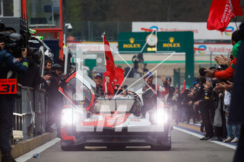 2023-04-29 - 07 CONWAY Mike (gbr), KOBAYASHI Kamui (jpn), LOPEZ José Maria (arg), Toyota Gazoo Racing, Toyota GR010 - Hybrid, portrait , podium, during the 6 Hours of Spa-Francorchamps 2023, 3rd round of the 2023 FIA World Endurance Championship, from April 27 to 29, 2023 on the Circuit de Spa-Francorchamps, in Stavelot, Belgium - AUTO - FIA WEC - 6 HOURS OF SPA-FRANCORCHAMPS 2023 - ENDURANCE - MOTORS